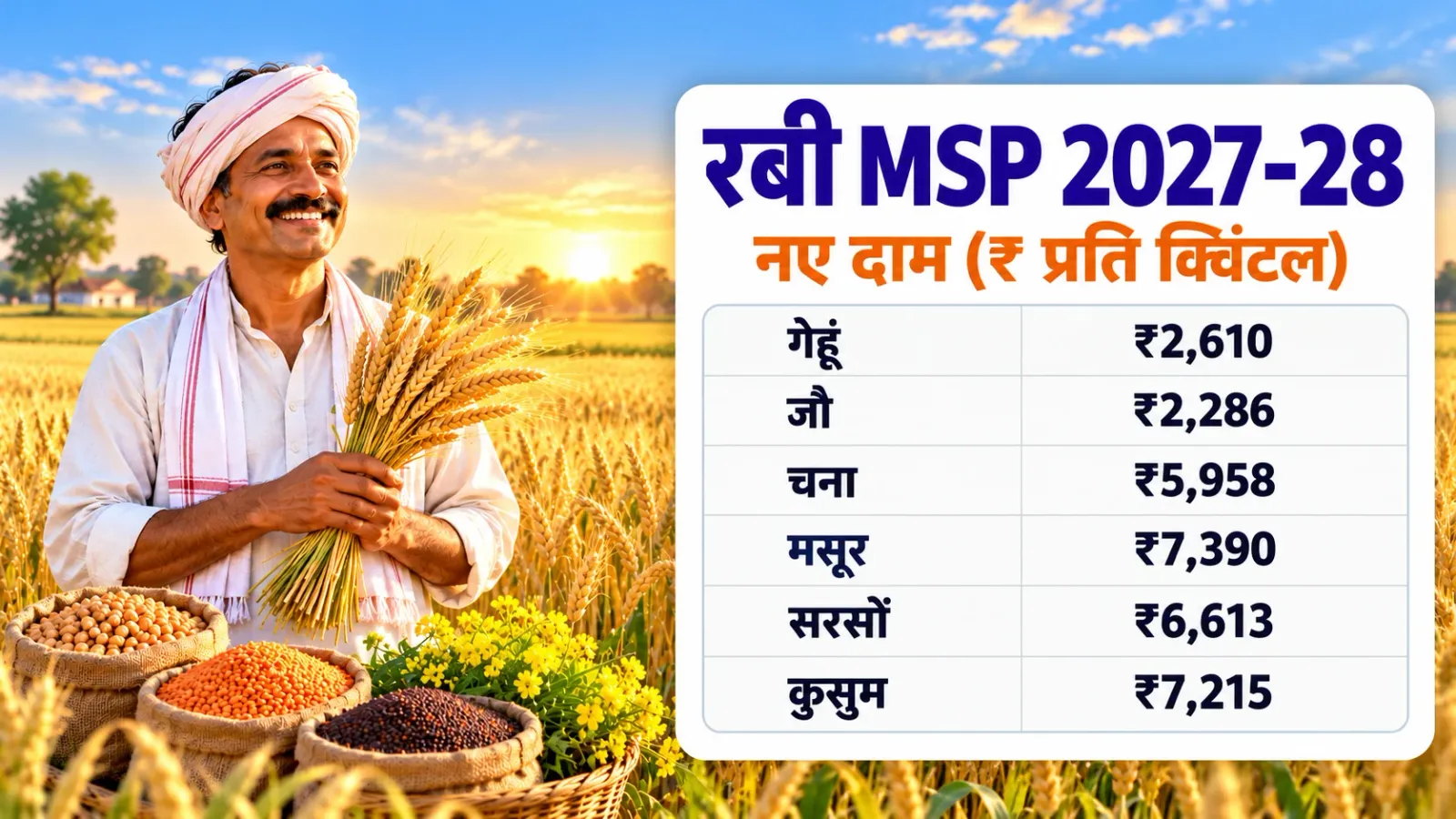 Rabi MSP 2027-28: Crop-wise Minimum Support Prices and How Procurement Works